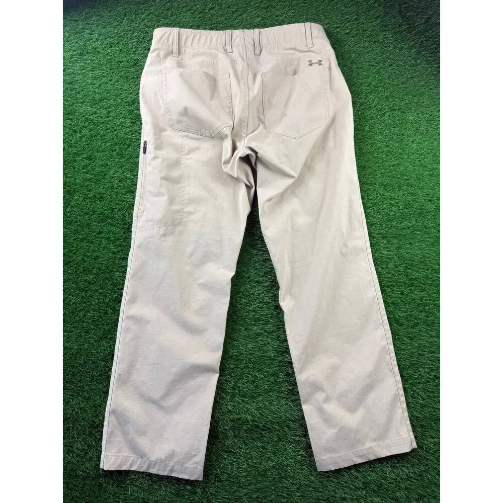 Under Armour Mens Pants 34x30 Tan Khaki Loose Fit Performance Athletic Golf